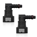 Sbulhia 2 PCS Fuel Line Quick Connector, 90 Degree Elbow Nylon Fuel Line Quick Release Fittings Repair Kit, 3/8 SAE to 5/16 ID Nylon Tubing Oil Pump Connector Plug for Most Models
