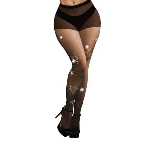 Image of Womens Sheer Tights Sexy High Waist Pantyhose Patterned Transparent Nylon Silk Thin Stockings