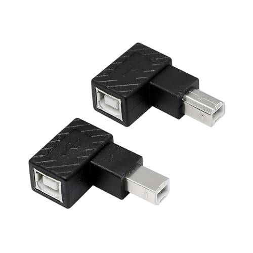 Image of 4-Piece USB 2.0 Type-B Printer Adapter; 90 Degrees USB B Male to Type-B Female; For Printer, Scanner, Mobile HDD & More
