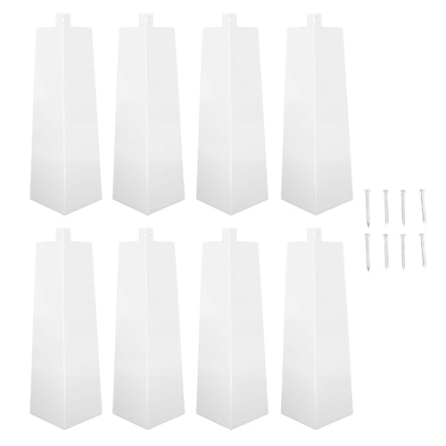 Natudeco 8 piezas Esquinas de revestimiento de aluminio 8,5 x 3,5 pulgadas Revestimiento metálico exterior Tapas de esquina blancas con 8 tornillos para casa de madera, casa móvil