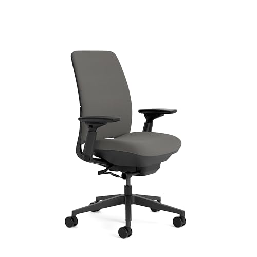 Steelcase Amia, silla de oficina ergonómica con sujeción lumbar regulable en altura y brazos regulables Gris búho; Fabricado en Europa