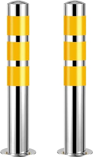 Paletti di sicurezza, barriera in acciaio inox per parcheggi, garage e controllo del traffico nei cantieri, 600 mm altezza x 76 mm, 2 pezzi