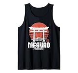 Retro Meguro Japan Torii Gate Japan Kanji Japonés Souvenir Camiseta sin Mangas