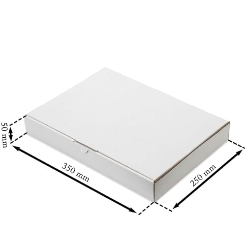 kartonprimus Maxibriefkartons 350 x 250 x 50 mm MB-5 weiß Maxibrief Karton Faltschachtel stabil Versandkarton für Post DHL Versand DIN A4 B4 Warensendung Büchersendung Versandschachtel (25 Stück)