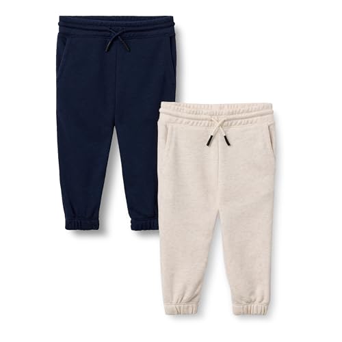 Amazon Essentials Kleinkind Jungen Jogginghose aus Baumwolle, 2er-Pack, Oatmeal Heather/Navy, 4T
