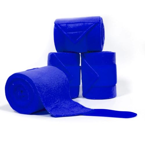 Image of Horse Polo Leg Wraps Soft Fleece Wraps Equestrian Leg Bandage 4-Pack (Full(10ft), Royal Blue)