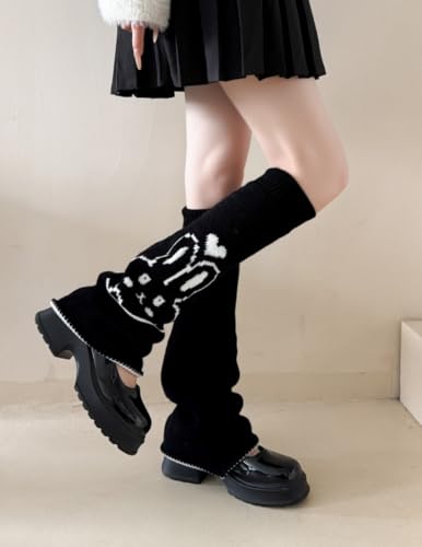 Image of WODECASA Girls Kawaii Leg Warmers Knitted Flared Leg Sleeves Goth Crochet Baggy Cuff Ankle Heap Socks