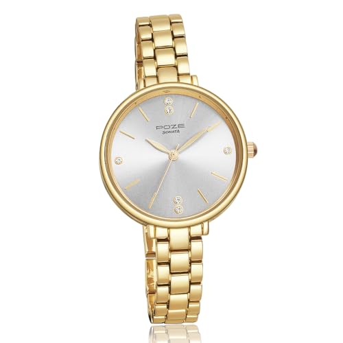 Sonata Poze Quartz Analog Silver Dial Metal Strap Watch for Women-SP80018YM01W (B0CT5S4JKH) Amazon Price History, Amazon Price Tracker