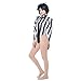 CosplayDiy Women's Black White Striped Jumpsuit Adult Sexy Bodysuit Cosplay Costume S