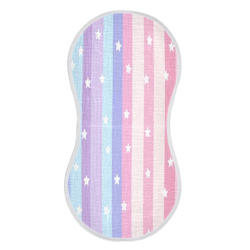 Colored Striped Star Burp Cloths Cotton Baby Washcloths,Large 22x11in Burping Cloth Absorbent and Soft for Newborn Baby Boys and Girls,1 Pack