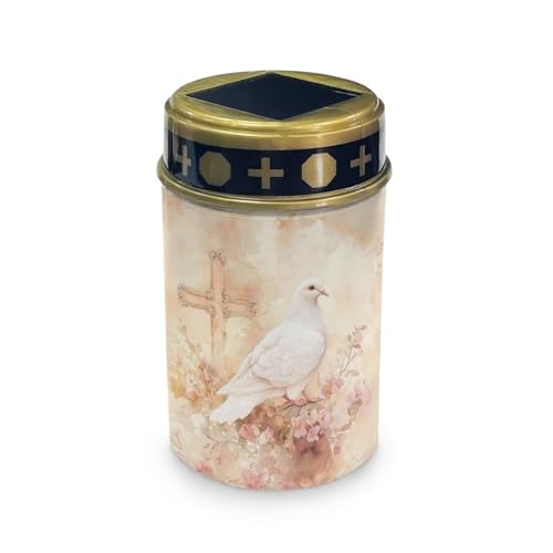 Décoration de cimetière pour la Toussaint : lampe solaire croix et colombe étanche