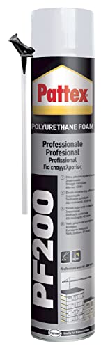 Pattex PU Foam Schiuma Poliuretanica Universale PF 200, Resistente al Fuoco per Riempimenti, Coibentazioni, Insonorizzazioni e Sigillature in Infissi, Impianti di Riscaldamento, Refrigerazione, 750ml