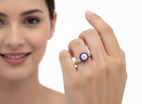 Image of Choose Your Gemstone Victorian Round Antique Engagement Ring Yellow Gold Plated Round Shape Vintage Engagement Rings Minimal Modern Design Birthday Gift Wedding Gift US Size 4 to 12