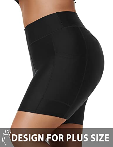 Tournesol Women's Plus Size Swim Shorts High Waisted Swimsuit Bottoms Tankini Boy Shorts Bathing Suit with Pocket2