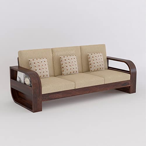 Image of K L FURNITURE Sheesham Wood 5 Seater Sofa Set For Living Room | Sofa Set For Living Room Furniture (3+2, Brown Finish)