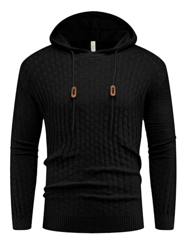 Askdeer Men's Pullover Sweater Long Sleeve Waffle Knitted Sweater Casual Soft Hoodie Pullover Sweater3