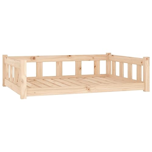 vidaXL Hundebett, Hundesofa mit stützenden Seitenwänden, Haustierbett für Hunde Katzen, Welpenbett Hundenest Hundemöbel, 105,5x75,5x28 cm Massivholz Kiefer