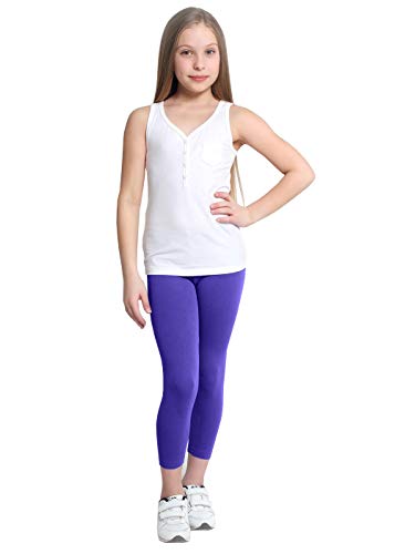FUNGO Leggins Niñas Largos De Algodón Leggings para Niños fdd (Violeta, 110)