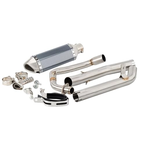 Auspuff Schalldämpfer Motorrad Für Aprilia RS Für Tuono 125 2017-2020 Für RS125 Slip-on Motorrad Auspuffrohr Schalldämpfer Mit Mittleren Link Rohr(Style 3)