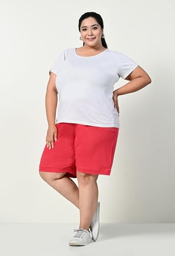 Image of Women's Plus Size Bermunda Shorts | Knee Length Cotton Short | Half Pants for Womens