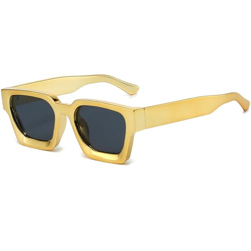 Image of AIEYEZO Square Sunglasses for Women Men Square Thick Frame Sun Glasses Simple Designer Style Shades