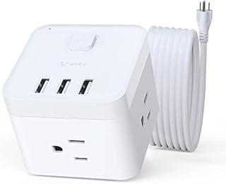 BULL Power Strip USB Charging Station,5ft Extension Cord with 3 AC Outlets and 3 USB Ports,Multiple Charger Station for Cell Phone,Computer,Cruise Ship, Travel,Office,Home,TUV Listed