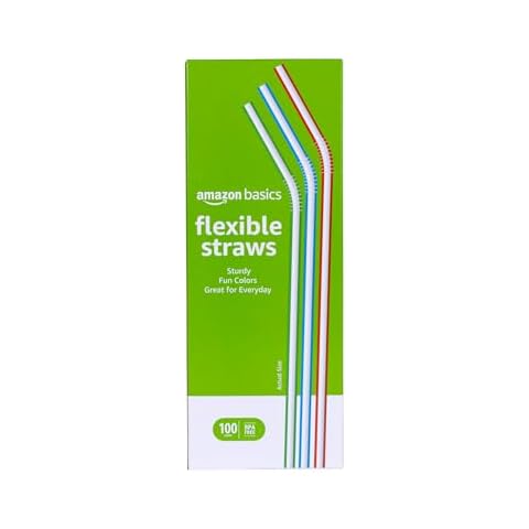 Amazon Basics Disposable Striped Straws Cover