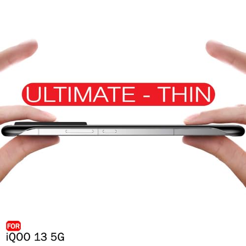 Image of TheGiftKart Hybrid Ultimate Slim Back Case Cover for iQOO 13 5G | Camera & Screen Protection | Frosted Matte Translucent Hard Back Case Cover for iQOO 13 5G (PC & TPU, Black Bumper)