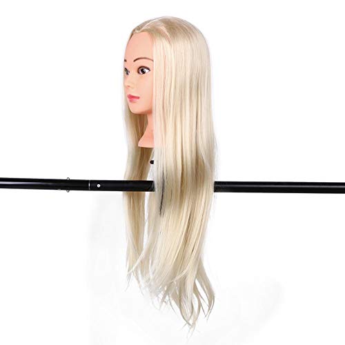Mannequin Head, Professional Hairdresser Training Practice Head Cosmetology Mannequin Long Hairdressing head model + Braid Set Tool, Makeup, Eye, Lip Practice(A)