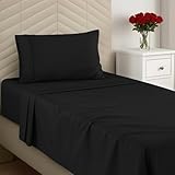 Utopia Bedding Twin Size 3 Piece Sheet Set - Brushed Microfiber - Soft Bed Sheets for Twin Size Bed Set - Includes 1 Fitted, 1 Flat, & 1 Pillow Case - Deep Pocket (Black)