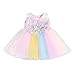 Produktbild Livoral Mädchen ärmelloses gestreiftes Regenbogen-Ballettröckchen-Blumenmädchen-Baby-Kleid-Prinzessin Birthday Party Beauty Apparel(Rosa,90)