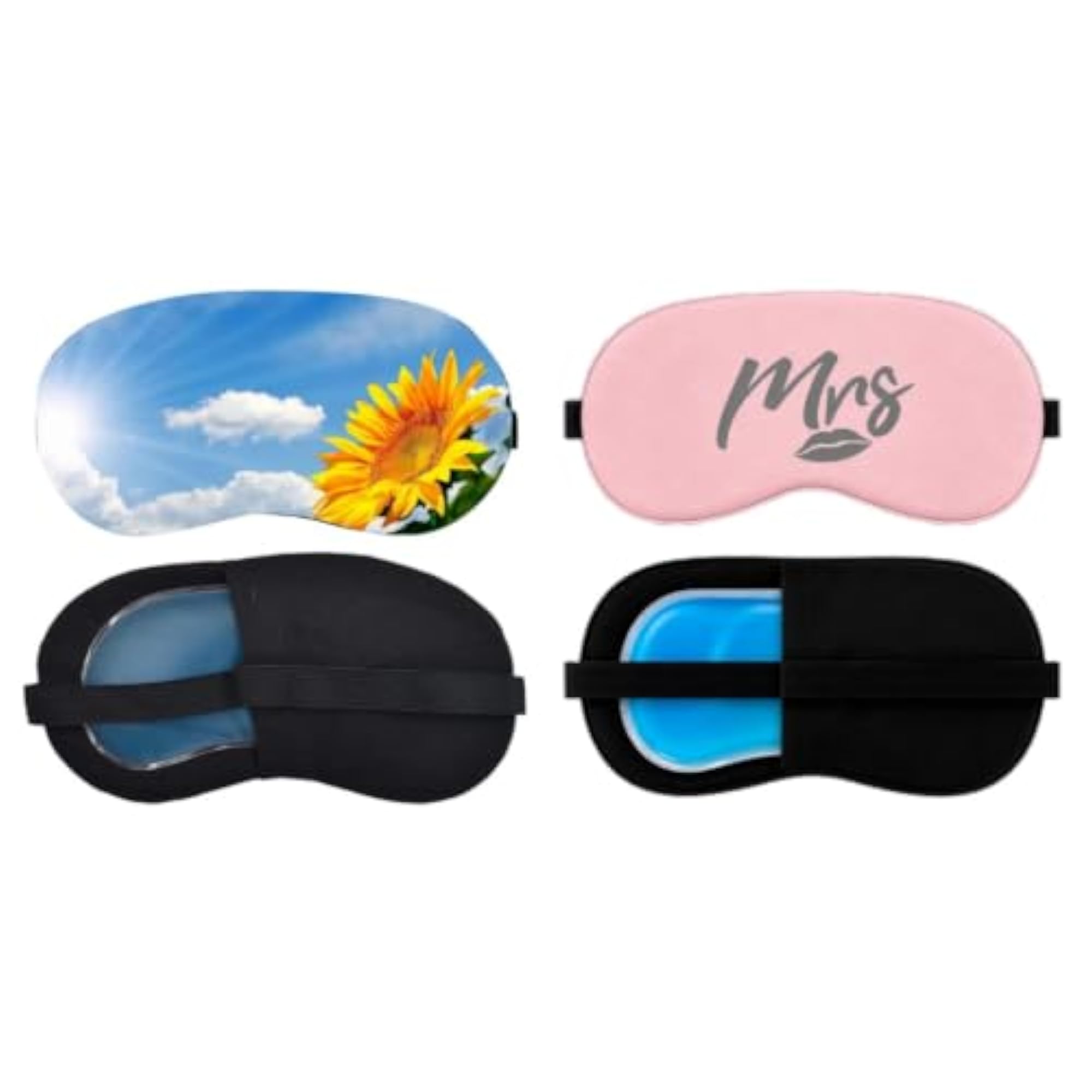 Sleeping Eye Mask Combo Pack of 2, Blue Sky Floral & Pink Mrs