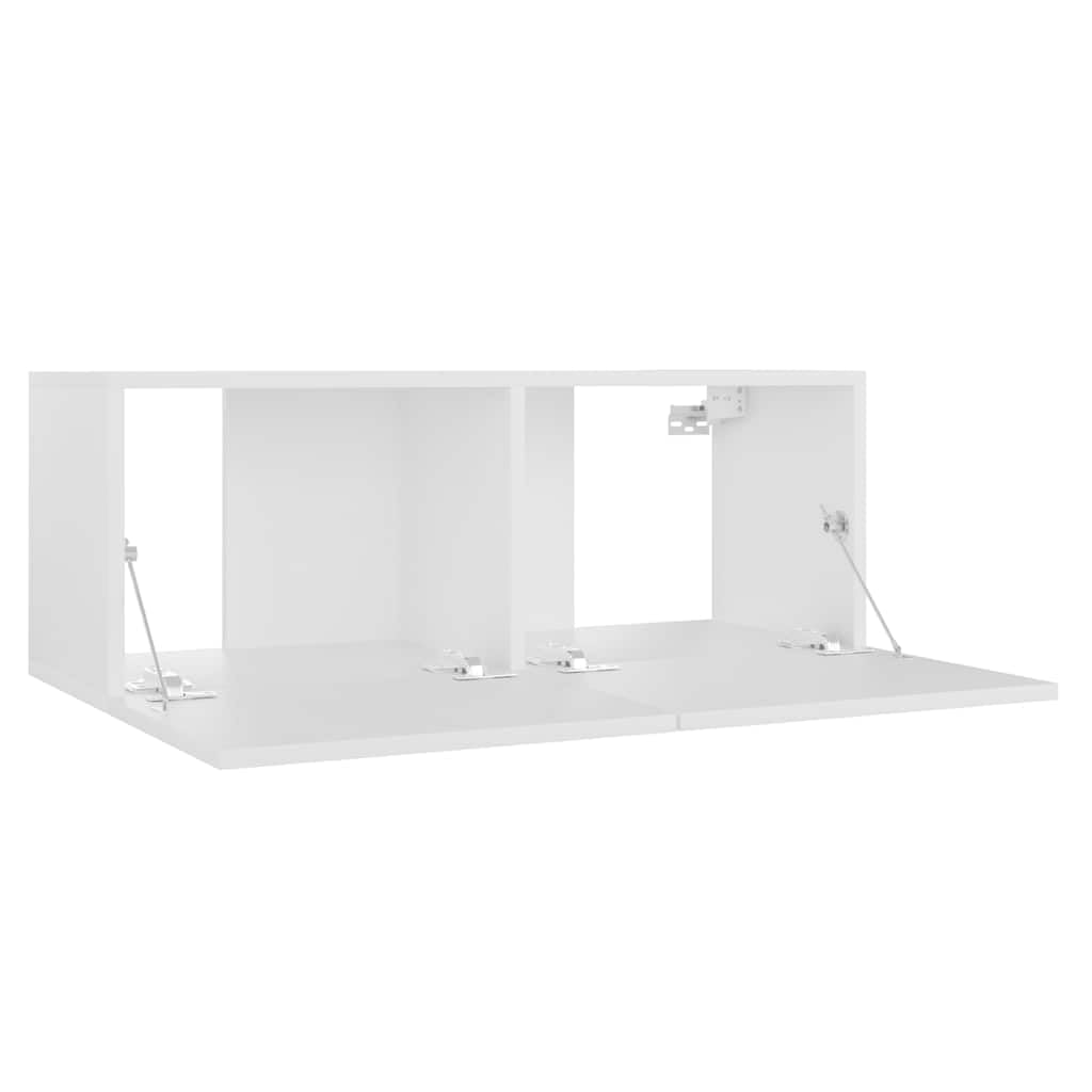 3-TLG. TV-Schrank-Set Weiß Holzwerkstoff, Hängend, Modernes Media-Center für Wohnzimmer Schlafzimmer, Elegantes Design, Robuste Konstruktion