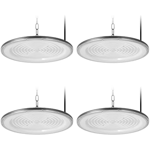 Sararoom 4Packs UFO LED High Bay Light, 800W 80000LM Workshop Lighting, 6500K Daylight White Industrial Lamp High Bay Light, IP66 Waterproof Commercial Bay Lighting for Factories,Garage,Warehouse Cover
