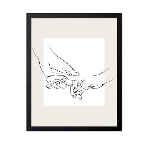 Poster Master Holding Hands Poster - Retro Couple Print - Hand Illustration - Valentine's Day Illustration - Line & Abstract Design - Chic Boho Art - Romantic Bedroom Decor - 11x14 Black Framed