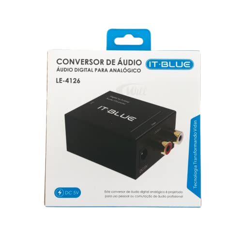 Conversor de Áudio Digital Óptico Fibra Coaxial RCA Analógico