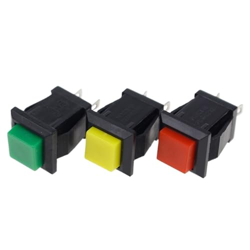Interruptor pulsador cuadrado DS-429 con enclavamiento 2A 250V CA en pack de 6 unidades