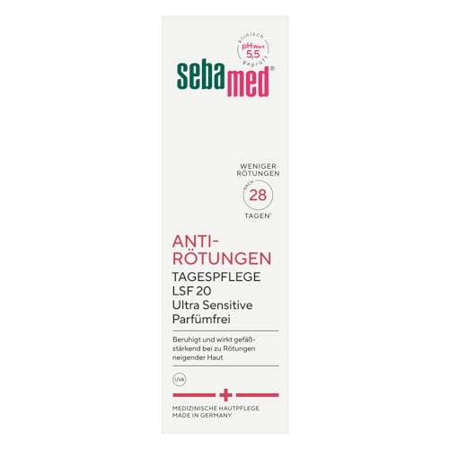 SEBAMED Soin de jour anti-rougeurs sans parfum SPF 20, réduit les rougeurs du visage, convient comme soin du visage à la rosacée, sans parfum, contre les...