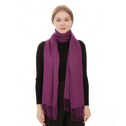 Pashmina Chal Mujer Boda Elegante - Chal de Fiesta y Fulares para Mujer - Estola de Pashmina y Bufanda para Vestidos de Fiesta - Accesorios Perfectos para Bodas y Eventos Especiales (Morado Oscuro)