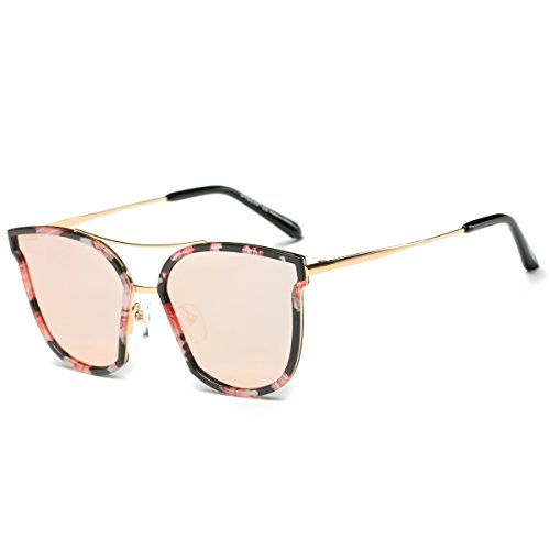 Dasein Classic Polarized Sunglasses for Women 100% UV Protection (Black-Pink/Gray)2