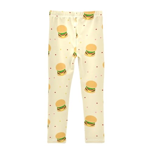 Burger Polka Dot Girls Leggings,Workout Leggings for Girls Toddler Athletic Legging Size for 3-10T2