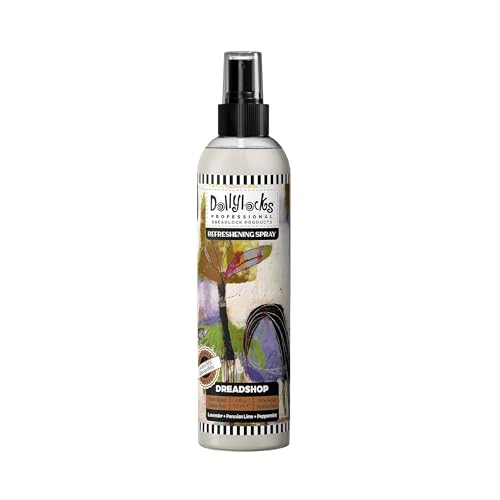 Dollylocks Refreshening Spray for Locs, Braids, Extensions, Dreadlocks | Lavender Lime Peppermint | Plant-based, Residue-free, Sulfate-free | Refresh Moisturizing Scalp Relief | 8 oz