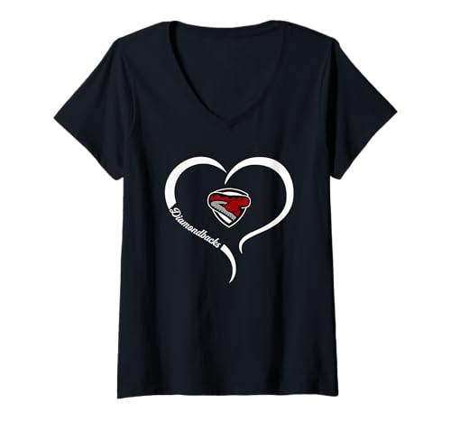 Womens Desert Oasis Diamondbacks Logo Half Heart Slogan HS V-Neck T-Shirt