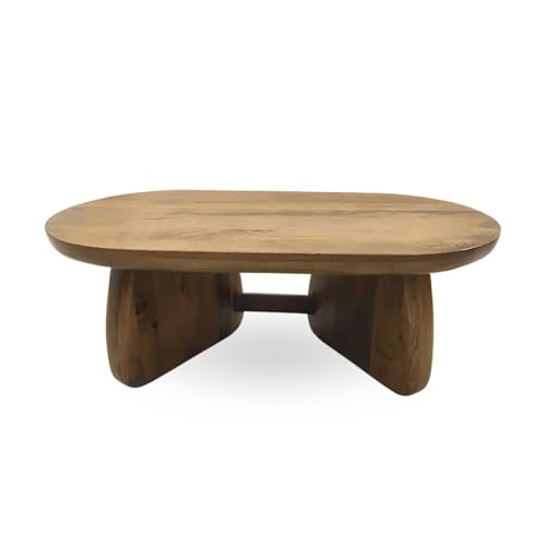 Image of Gharaana Toro Modern Wooden Centre Table for Living Room (40x20x16 inch) Solid Mango Wood | Honey Gold Finish | Oval Solid Wood Luxury Contemporary Coffee Table