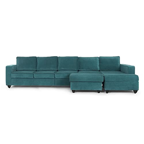 Image of Wakefit Sofa Set | 3 Year Warranty | Sofa 3 Seater, 3 Seater Sofa for Living Room, Wooden Sofa Set, 4 Seater + Right Aligned, Sofa for Living Room - Napper(Malphino : Malibu Green)