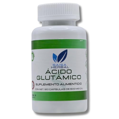 Vitamínicos, Acido Glutamico 120 Cápsulas De 500 Mg 100% Puro SAISA HERBAL