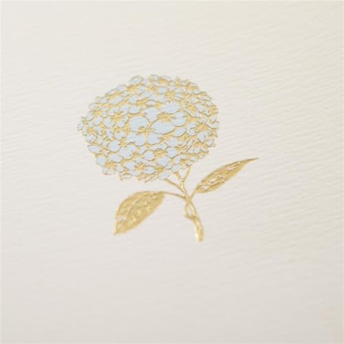 Image of Graphique Hydrangea La Petite Presse Boxed Notecards - 10 Embellished Gold Foil Blank Cards with Matching Envelopes and Storage Box, 3.25 inch x 4.75 inch (L1346CB)