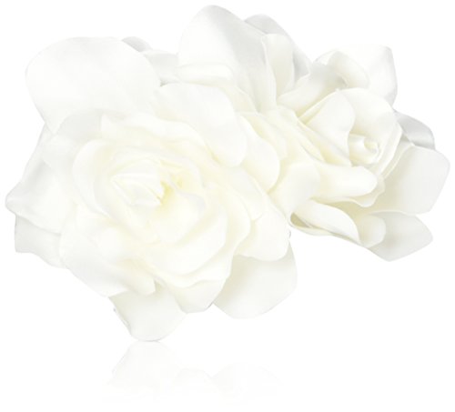 USABride Bridal Silk Hair Flower, Ivory Two Rose Wedding Hair Comb 2082 IV