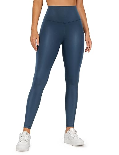 Image of CRZ YOGA Matte Faux Leather Leggings 28 inch | Extremely Soft, Gentle Compression, Casual, High Waisted, for Women