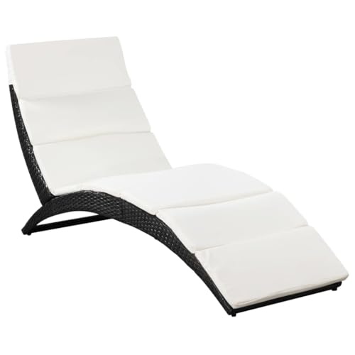 Eleganz Tumbona plegable de ratán sintético con marco de acero pulverizado, resistente y cómoda para jardín y terraza